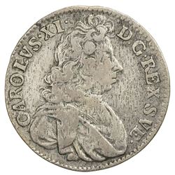 SWEDEN: Karl XI, 1660-1697, AR mark, 1689. F-VF