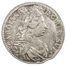 SWEDEN: Karl XI, 1660-1697, AR mark, 1692. VF