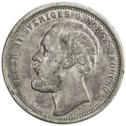 SWEDEN: Oscar II, 1872-1907, AR krona, 1875. EF