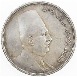 EGYPT: Fuad I, as King, 1922-1936, AR 20 qirsh, 1923/AH1341-H. VF