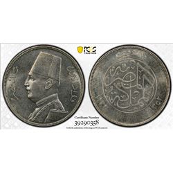 EGYPT: Fuad I, as King, 1922-1936, AR 10 piastres, 1933/AH1352. PCGS MS64