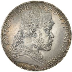 ETHIOPIA: Menelik II, 1889-1913, AR birr, Paris mint, EE1895 (1903). AU