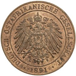 GERMAN EAST AFRICA: Wilhelm II, 1891-1918, AE pesa, 1891/AH1308. PCGS MS64