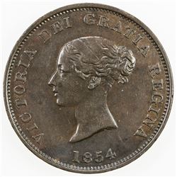 NEW BRUNSWICK: Victoria, 1837-1901, AR penny token, 1854. EF