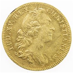 CANADA: Louis XV, 1715-1774, gilt AE jeton (6.36g), 1755. VF