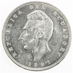 ECUADOR: Republic, AR sucre, 1891. AU