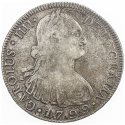 GUATEMALA: Carlos IV, 1788-1808, AR 8 reales, 1799-NG. F