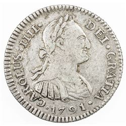 GUATEMALA: Carlos IV, 1788-1808, AR real, 1791-NG. VF