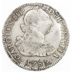 PERU: Carlos III, 1759-1788, AR 2 reales, 1782. VF-EF