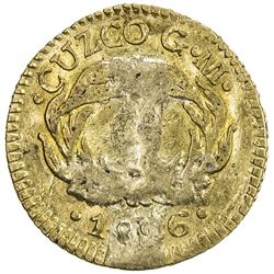 PERU: Republic, AV 1/2 escudo (1.66g), Cuzco, 1826. F-VF