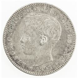 PUERTO RICO: Alfonso XIII, 1886-1931, AR 20 centavos, 1895. EF