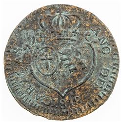 VENEZUELA: CARACAS: Fernando VII, 1808-1821, AE 1/4 real (2.23g), 1818. VF-EF