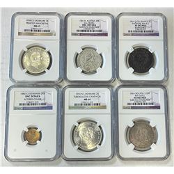 WORLDWIDE: LOT of 6 NGC graded coins