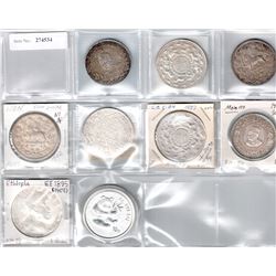 WORLDWIDE: LOT of 9 silver crowns