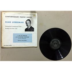 Elias Lieberman Signed "Contemporary Poetry Series, (1958) 'The Spoken Word" Vinyl