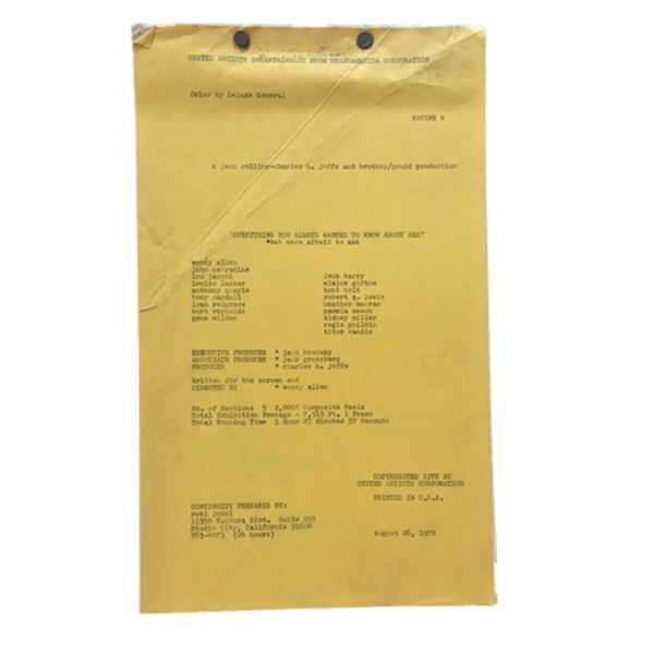 Everything You Always Wanted to Know About Sex (1972) Woody Allen Script