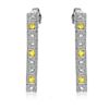 Image 1 : Natural 0.89 CTW Yellow Sapphire & Diamond Earrings 14K White Gold - REF-81Y2N