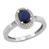 Image 1 : 1.15 CTW Blue Sapphire & Diamond Ring 10K White Gold - REF-34M4K
