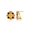 Image 1 : Genuine 4.85 ctw Citrine & Garnet Earrings 14KT Yellow Gold - REF-58K4V