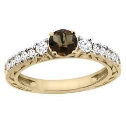 1.35 CTW Quartz & Diamond Ring 14K Yellow Gold - REF-79A5X