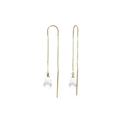 Genuine 4.5 ctw White Topaz Earrings 14KT Yellow Gold - REF-20W4Y