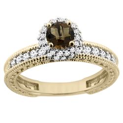 0.91 CTW Quartz & Diamond Ring 14K Yellow Gold - REF-65X9M