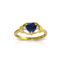 Genuine 1.01 ctw Sapphire & Diamond Ring 14KT Yellow Gold - REF-46R3P