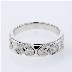 Natural 0.12 CTW Diamond Band Ring 18K White Gold - REF-65M7F