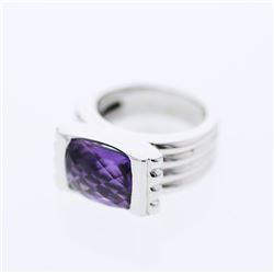 Natural 5.23 CTW Amethyst Ring 14K White Gold - REF-86Y4N