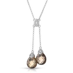 Natural 4.75 CTW Smoky Topaz & Diamond Necklace 14K White Gold - REF-32H4W