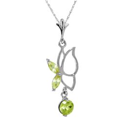 Genuine 0.40 ctw Peridot Necklace 14KT White Gold - REF-22V2W