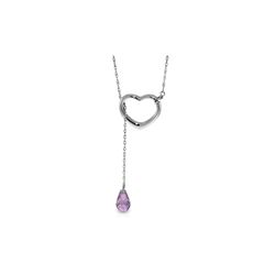 Genuine 2.25 ctw Amethyst Necklace 14KT White Gold - REF-32K9V