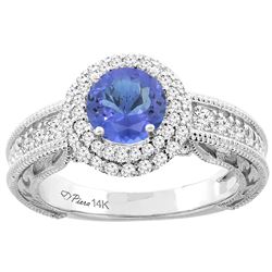 1.29 CTW Tanzanite & Diamond Ring 14K White Gold - REF-92W5F