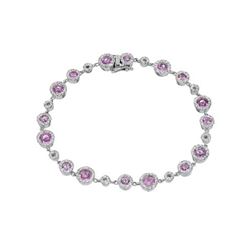 Natural 5.14 CTW Pink Sapphire & Diamond Bracelet 14K White Gold - REF-227K7R