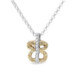 Natural 0.11 CTW Diamond Necklace 14K Two Tone Yellow Gold - REF-18W2H