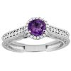Image 1 : 0.99 CTW Amethyst & Diamond Ring 14K White Gold - REF-57Y2V