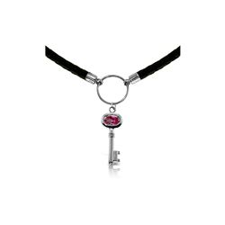 Genuine 0.50 ctw Pink Topaz Necklace 14KT White Gold - REF-66M2T