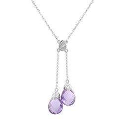 Natural 4.91 CTW Amethyst & Diamond Necklace 14K White Gold - REF-38W7H