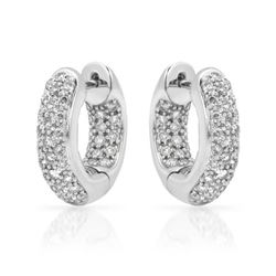 Natural 1.01 CTW Diamond Earrings 14K White Gold - REF-118F8M