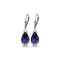 Genuine 9.3 ctw Sapphire Earrings 14KT White Gold - REF-87Z3N