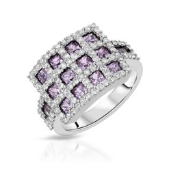 Natural 2.40 CTW Pink Sapphire & Diamond Ring 14K White Gold - REF-107W3H