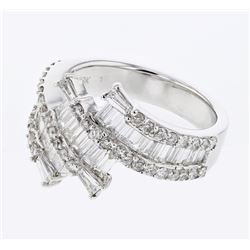 Natural 1.85 CTW Baguette & Diamond Ring 18K White Gold - REF-228W6H