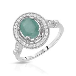 Natural 1.60 CTW Emerald & Diamond Ring W=13MM 14K Gold - REF-63W2H