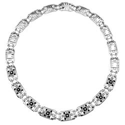 Natural 1.11 CTW Onyx & Diamond Necklace 14K White Gold - REF-450N2Y
