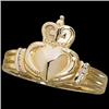 Image 1 : 14k Yellow Gold Claddagh Ring with Diamonds. (57753)