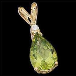 14K GOLD PENDANT PERIDOT w DIAMOND (57963)