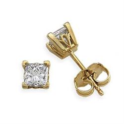 14K EARRINGS PRINCESS CUT DIAMONDS .50 CARATS! (58088)