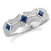Image 1 : White Gold Wedding Band SAPPHIRES DIAMONDS (58097)