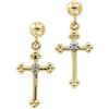 Image 1 : 14K GOLD EARRINGS CROSS w DIAMOND (58593)