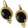 Image 1 : Antique Style 14k Gold Earrings Oval BLACK ONYX (59129)